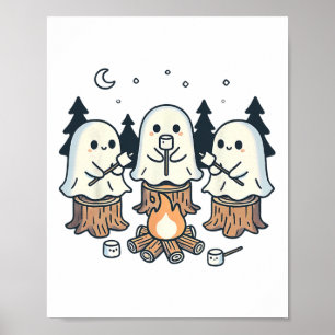 Poster Feu de feu de camp Fantôme Éffrayant Marshmallow H