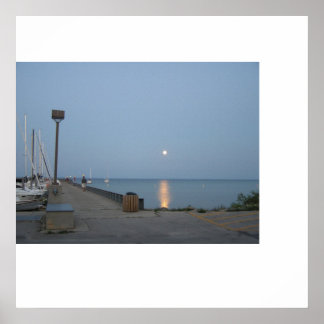 Poster Feu de lune de la marina de Northport Michigan