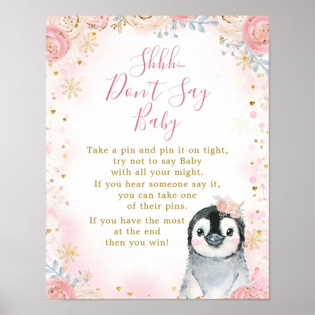 Poster Feu de neige hivernale de la fille Penguin Ne pas  (Devant)