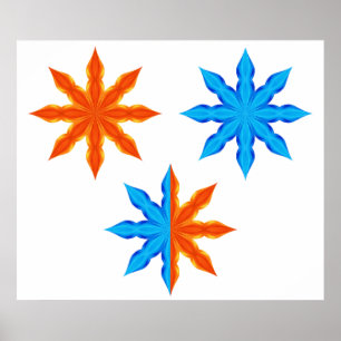 Poster Feu et glace Étoiles à huit pointes