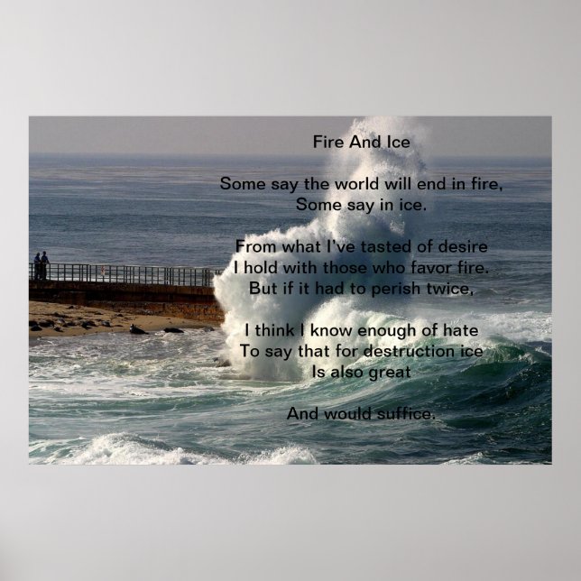 Poster Feu Et Glace Sur Une Grande Vague (Devant)