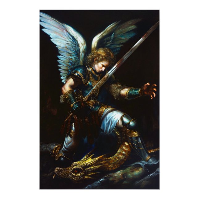 Poster Feu et plume | Epic Angel contre Dragon (Devant)