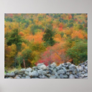 Poster Feuillage d'automne Pierre Mur Nature Art