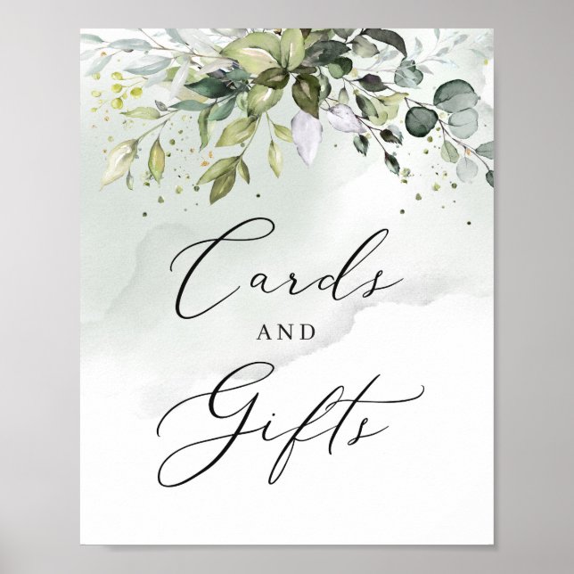 Poster Feuillage verdoyant feuille carte de sauce et sign (Devant)