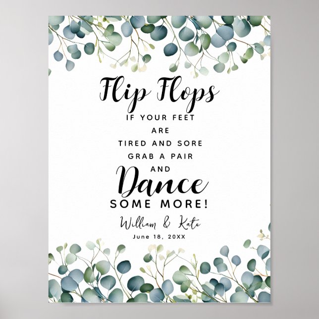 Poster feuillage verdoyant mariage tongs panneau mariage (Devant)