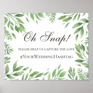 Poster Feuillage vert. Mariage vert hashtag instagram