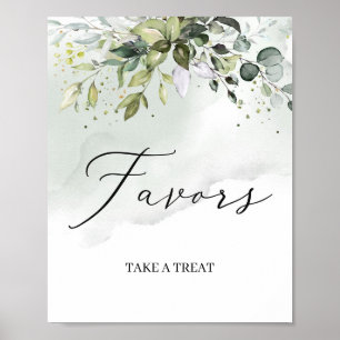 Poster Feuillage vert moderne feuille boho faveurs signe