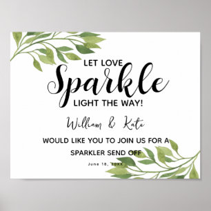 Poster feuillage vert mousseux envoyer mariage