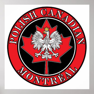 Poster Feuille canadienne polonaise ronde de Montréal