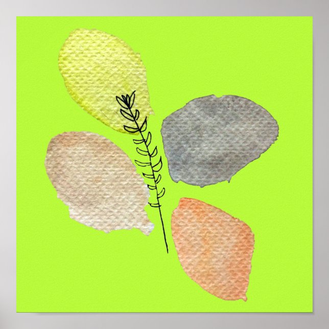 Poster Feuille d'aquarelle esthétique moderne (Devant)