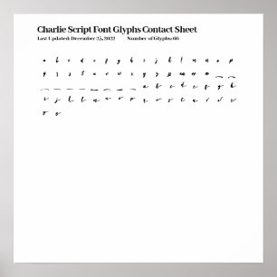 Poster Feuille de contact des glyphes de police Charlie S