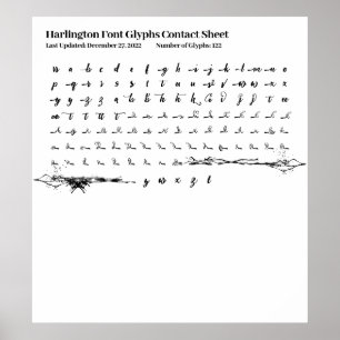 Poster Feuille de contact des glyphes de police de Harlin