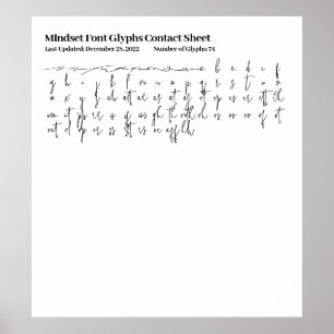 Poster Feuille de contact Glyphes de police de l'état d'e