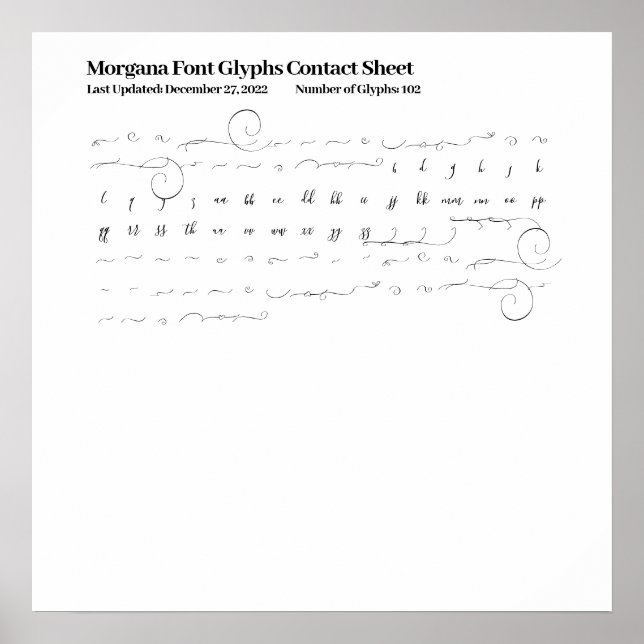 Poster Feuille de contact Glyphes de police Morgana (Devant)