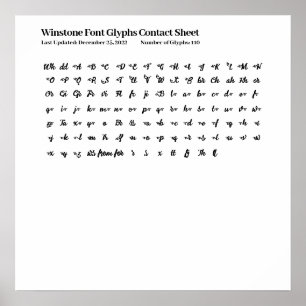 Poster Feuille de contact Glyphes de police Winstone