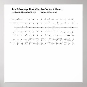 Poster Feuille de contact Just Marriage Font Glyphes