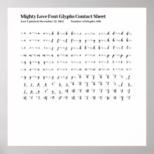 Poster Feuille de contact pour les glyphes de police Migh