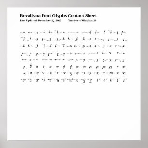 Poster Feuille de contact Revallyna Script Police Glyphes