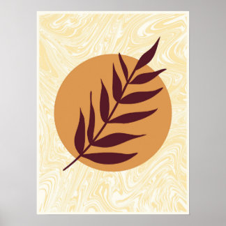 Poster Feuille de coucher de soleil de marbre