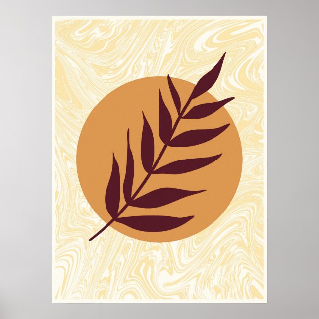 Poster Feuille de coucher de soleil de marbre (Devant)