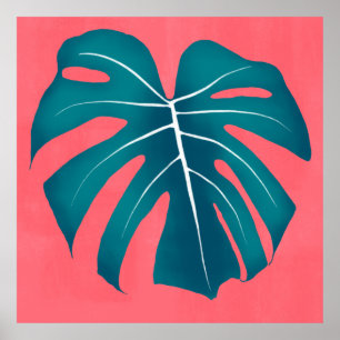 Poster Feuille de monstère tropicale rose