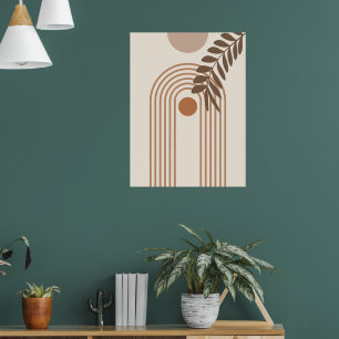 Poster Feuille de palmier arc-en-ciel Soleil, Art géométr