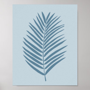 Poster Feuille de palmier bleu clair