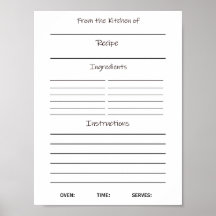 Feuille de recettes de téléchargement instantané