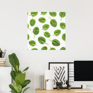 Poster Feuille d'épinards bio Motif sans couture