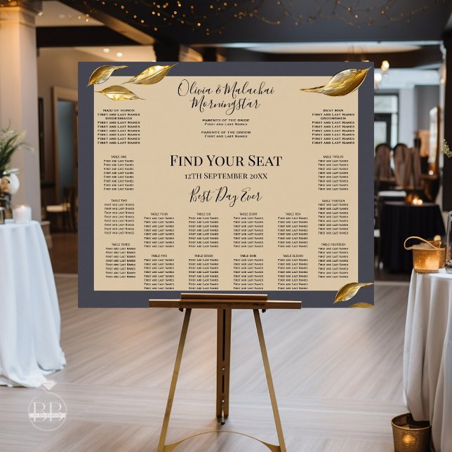 Poster Feuille d'or Impasto noir (Créateur téléchargé)