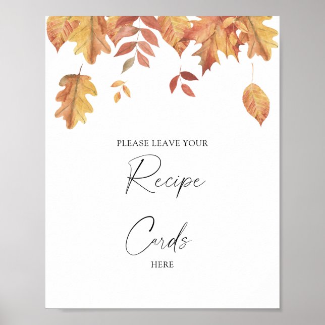 Poster Feuille en chute - Votre carte de recettes ici (Devant)