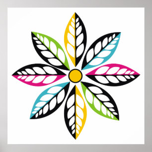 Poster Feuille-Fleur moderne, abstrait