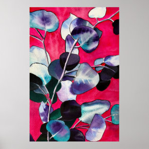 Poster Feuille gomme Eucalyptus aquarelle art