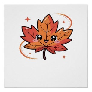 Poster feuille kawai, T-Shirt classique