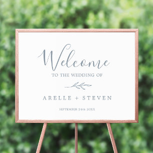 Poster Feuille minimale   Accueil Mariage bleu Dusty