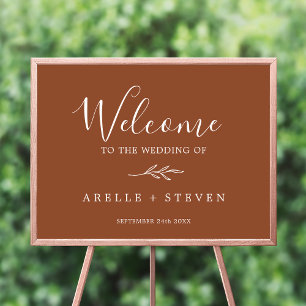 Poster Feuille minimale Accueil Mariage en terre cuite