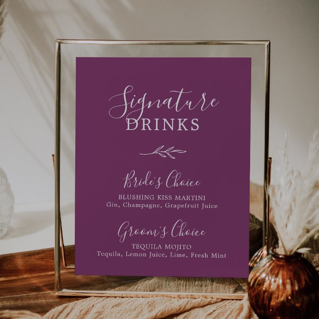Poster Feuille minimale | Berry Purple Signature Boissons (Créateur téléchargé)