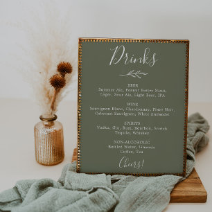 Poster Feuille minimale   Menu Mariage Vert foncé