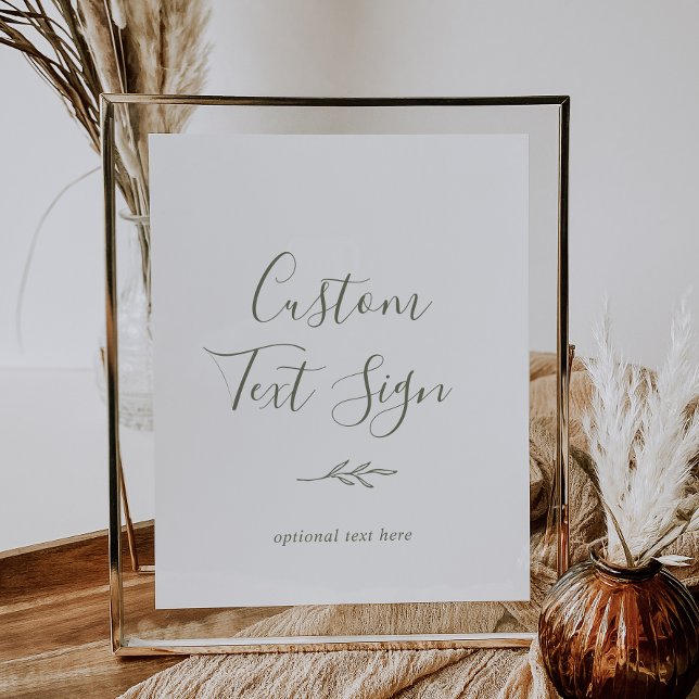 Poster Feuille minimale | Olive Green Texte personnalisé (Créateur téléchargé)