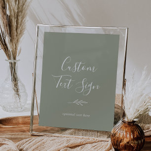 Poster Feuille minimale   Sage Vert Texte Personnalisé