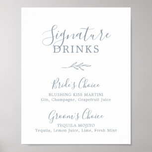 Poster Feuille minimale Signature bleu foncé Signet boi