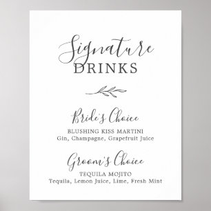 Poster Feuille minimale   Signature gris foncé Boissons S