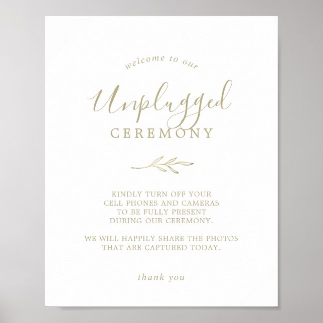 Poster Feuille minimale | Signe de cérémonie Gold Unplugg (Devant)