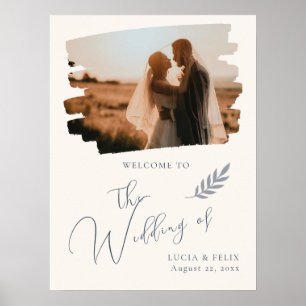 Poster Feuille moderne  en détresse Mariage photo accueil