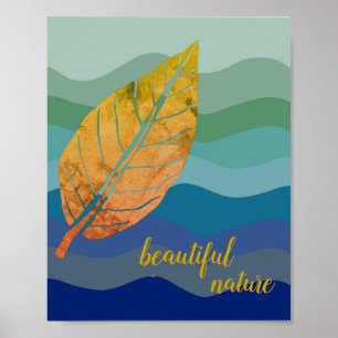 Poster Feuille rustique Nature Love Art Paint