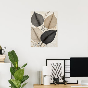 Poster Feuilles Abstraits terrestres Neutres Botanique