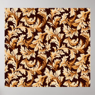 Poster Feuilles Baroques Dessinés À La Main : Élégance De