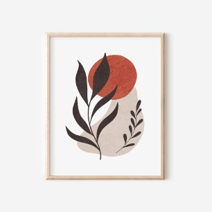 Poster Feuilles botaniques avec formes Abstraites Art