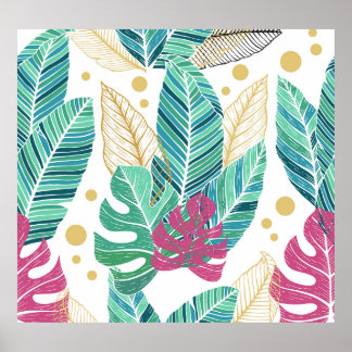 Poster Feuilles botaniques tropicaux, conception vintage 