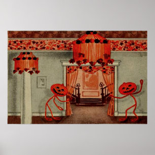 Poster Feuilles Citrouilles du parti Halloween Jack-o'-la